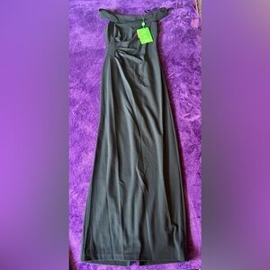 Adrianna Papell Black Prom Off the Shoulder Dress (Gown)  Back Slit Size 6 NWT